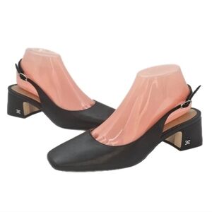 Sam Edelman Toren Block Heel Square Toe Black Leather Women’s Size 8